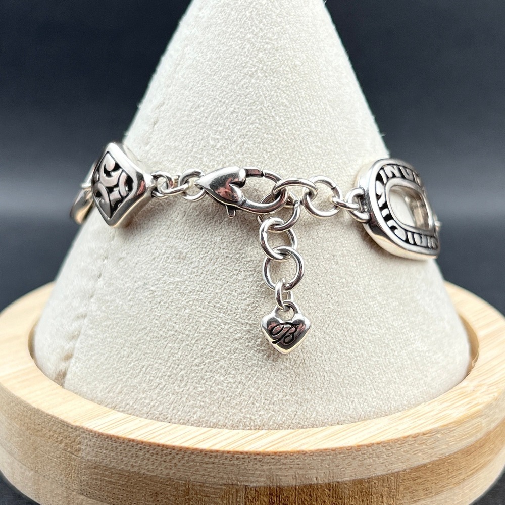 Brighton Bracelet Silver Deco Scrollwork Oval Square Link Retired - Picture 2 of 10